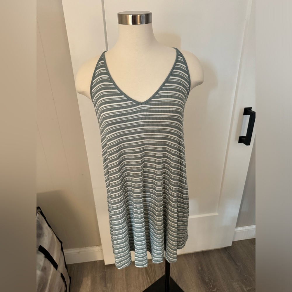 Sage Green Striped Forever 21 Dress